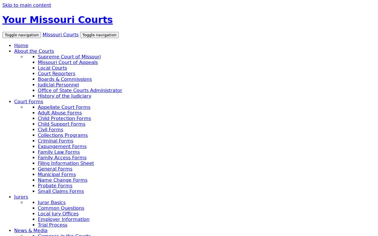 Dallas County court docket access through the Missouri Courts gateway