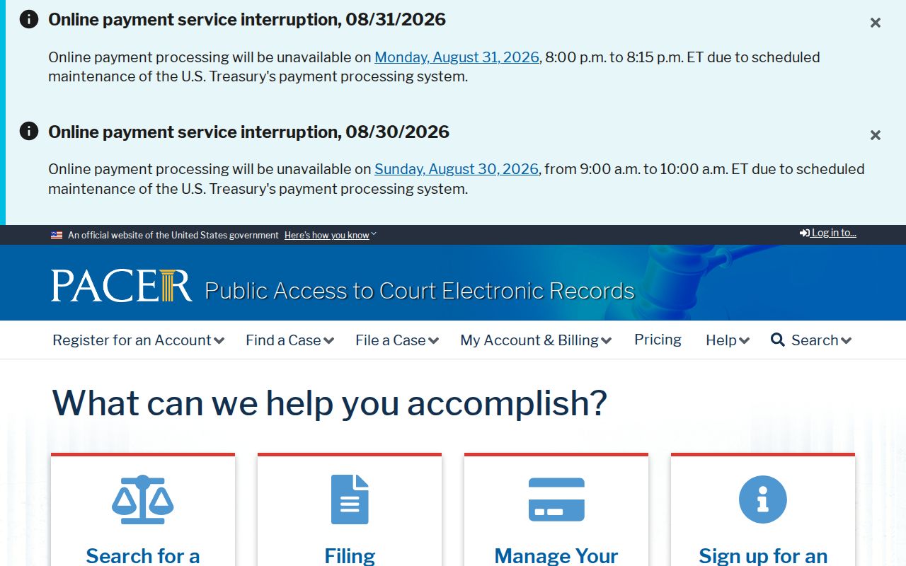 Dallas County court docket federal PACER search resource